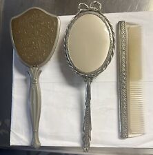 Vintage 2 Hair Brush & Combs Vanity Set Victorian Style Tone  Design for sale  Shipping to South Africa