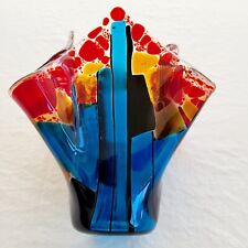 Usado, Suporte de vela vaso lenço multicolorido vidro fundido 7" de altura comprar usado  Enviando para Brazil