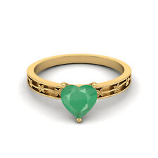 6MM Herz Form Natürlicher Smaragd Graviert Designer Ring 10K Gelbgold für Damen comprar usado  Enviando para Brazil