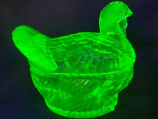 Vaselina verde vidro de urânio galinha peru na cesta do ninho prato de manteiga coberto brilha comprar usado  Enviando para Brazil
