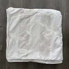 Pine Cone Hill Duvet Cover Palma Crewel Full Queen Size Beige Embroidered Button for sale  Shipping to South Africa