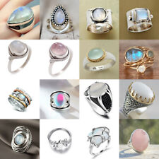 Women Moonstone 925 Silver Rings Fashion Jewelry Wedding Ring Punk Gift Size6-10 segunda mano  Embacar hacia Mexico