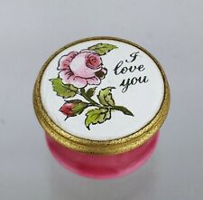 Halcyon Days Bilston & Battersea Enamel Pill Box I LOVE YOU Rose wedding Gift for sale  ELY