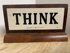 "Letrero vintage de placa de escritorio laminado de madera y madera ""Piense"" de IBM segunda mano  Embacar hacia Argentina