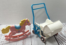 Used, Vtg 1985 Mattel Barbie Doll Heart Family Double Stroller & Rocking horse READ for sale  Shipping to South Africa