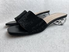 Sandálias Slides All Black Pretas Femininas 38 EUA 7 - 7.5 Salto Claro Brilhante Bonito! comprar usado  Enviando para Brazil