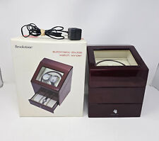 BROOKSTONE enrolador automático de relógio duplo de madeira mogno com gaveta de armazenamento na caixa comprar usado  Enviando para Brazil