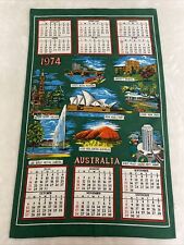 Toalla de té vintage de algodón puro 1974 calendario recuerdo de Australia monumentos segunda mano  Embacar hacia Mexico