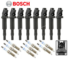 Bobina de ignição e vela de ignição Bosch OEM platina dupla (conjunto de 8) para BMW V8 5 7 X5 X6 comprar usado  Enviando para Brazil