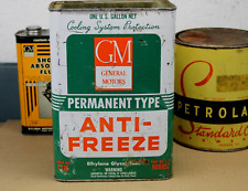 RARE 1940s era GENERAL MOTORS GM ANTI FREEZE Old Soldered Seam Tin 1 gallon Can, used for sale  Shipping to South Africa