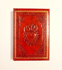 Caderno diário de couro genuíno estampado coração vermelho flamejante feito na Itália comprar usado  Enviando para Brazil