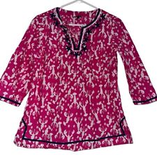 TALBOTS Hot Pink Navy LOBSTERS & STARS Tunic Top Blouse Shirt Sz SP Sm Petite, used for sale  Shipping to South Africa