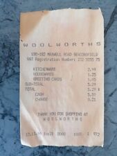Woolworths receipt dated for sale  BEACONSFIELD
