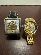 Lote de 2 Relógios de Pulso Masculinos-Automáticos-AK Tamanho Grande Quadrado-Invicta Tom Dourado comprar usado  Enviando para Brazil