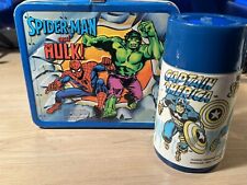 1980 VINTAGE Marvel Metal Lancheira E TERMOSA - Hulk Homem-Aranha Capitão América, usado comprar usado  Enviando para Brazil