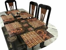 Juego de 6 manteles de mesa de comedor estilo madera con 6 piezas montaña rusa, 45x30 cms, usado segunda mano  Embacar hacia Argentina