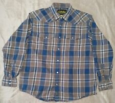 Cabelas Shirt Mens Large Blue Grey Flannel Pearl Snap for sale  Shipping to South Africa