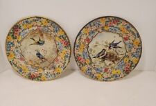 Vintage Daher Decorated Ware Chintz Tin Plates set (2) with Blue Birds -Holland for sale  Shipping to South Africa