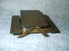 Vintage Miniature Dollhouse 1:12 Picnic Table Attached Benches Wood Handmade for sale  Shipping to South Africa