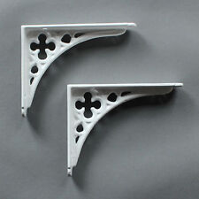 Par de suportes de prateleira de ferro fundido gótico antigo pequeno branco 5x4" (BR03wx2), usado comprar usado  Enviando para Brazil