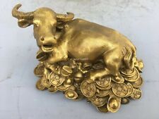 Móveis de cobre bronze 9"" decoram bênção animal riqueza tesouro boi touro  comprar usado  Enviando para Brazil