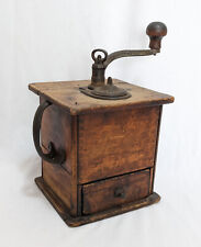 Vintage Antique Wooden & Cast Iron Dovetailed Hand Crank Coffee Mill Grinder for sale  Shipping to South Africa