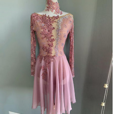 Usado, Vestido de patinação artística menina renda rosa bordado tridimensional saia de malha superior comprar usado  Enviando para Brazil