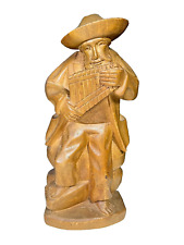 Arte popular de madeira esculpida à mão homem tocando flauta de panela comprar usado  Enviando para Brazil