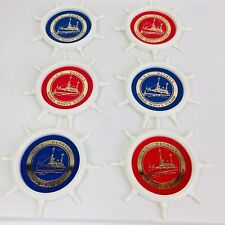 Vintage Ships Wheel Nautical Coasters USS Olympia Admire Dewey 5" USA, used for sale  Shipping to South Africa