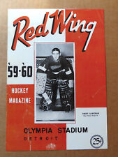 Red Wings 1959 - 1960 Program Cover Photo - Goalie Terry Sawchuk  7.5 x 10.5 for sale  Shipping to South Africa