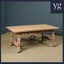 Antique Spanish Basque Oak & Iron 8ft 9” Refectory Kitchen Dining Table c. 1930, used for sale  Shipping to South Africa