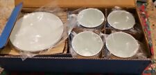 Used, ESPRESSO PORCELAIN DEMI CUPS+SAUCERS SET 8 PCS-4 ea WHITE w/SILVER TRIM-W/BOX for sale  Shipping to South Africa