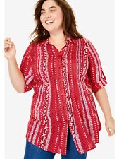 US Branded Red Blossom Tunic UK Plus Size 24/26 *NEW* Reduced Stock Clearance for sale  Shipping to South Africa