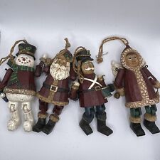 4 enfeites de Natal rústicos de resina articulada boneco de neve, Papai Noel, anjo, baterista 5,5” comprar usado  Enviando para Brazil
