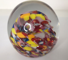 Esfera de esfera de flocos coloridos multicoloridos peso papel vidro arte vintage comprar usado  Enviando para Brazil