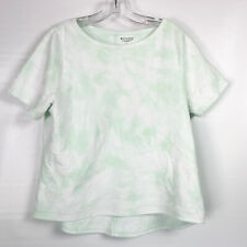 Athleta Women Large Top Sundown Boatneck Short Sleeve Shirt Light Green Tie Dye, used for sale  Shipping to South Africa