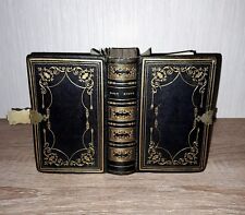 EXQUISITE 1850 CLASPED HOLY BIBLE IN FINE LEATHER COURTIER BINDING, RARE PRINTER comprar usado  Enviando para Brazil