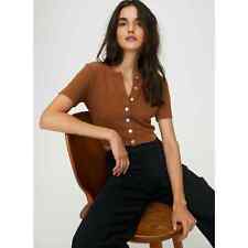 Aritzia Wilfred Free Size Small S Amber Earth Short Sleeve Shrunken Cardigan for sale  Shipping to South Africa