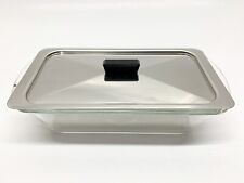 Chipped Hostess Trolley  Glasbake J522 Clear Glass Dish and Stainless Steel Lid for sale  Shipping to South Africa