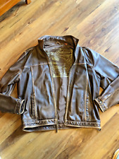 Chaqueta de Cuero Tommy Bahama para Hombre XL Marrón Bombardero Envejecido Rocker Motociclista Suave, usado segunda mano  Embacar hacia Mexico