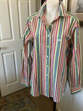 Faconnable Cotton Designed In France Pastel Stripe Long  Sleeve Blouse, XL, used for sale  Shipping to South Africa