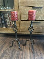Used, Vintage Rustic Scroll Wrought Iron Floor Pillar Candle Holders for sale  Shipping to South Africa