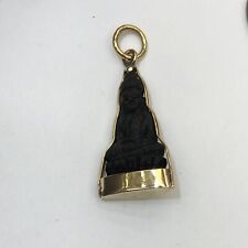 14k Solid Yellow Gold Black Wood Monk Buddha Pendant Kid Size 1.45g for sale  Shipping to South Africa
