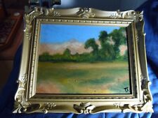 Antique oil painting landscape 8 x10 gold resin frame signed impressionistic WOW for sale  Shipping to Canada