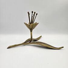 Vtg Brass Lily Lotus Flower Ashtray Cigarette Holder Sculpture MCM 70s No Petals, used for sale  Shipping to South Africa
