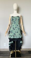 Vestido de Colección Raro Free People 8 Verde Floral Hi Lo Volantes Mediodía Boho Gótico Flamenco segunda mano  Embacar hacia Argentina