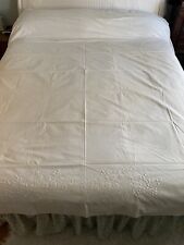 Used, Antique Off White Cotton Floral Embroidered Bed Sheet 160” X 88”AS IS for sale  Shipping to South Africa