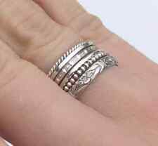 Set of 6 Sterling Silver Stacking Rings Thin & Thick Rings Assorted Pattern Ring, used for sale  Shipping to South Africa