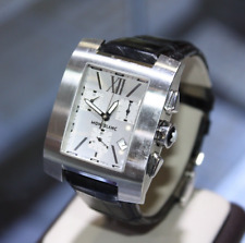 Relógio masculino Montblanc Profile 7049 Chrono pulseira de couro preta SS comprar usado  Enviando para Brazil