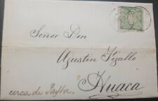 O) 1869 PERU, COAT OF ARMS 1d green, TO HUACA - CERCA PAYTA - PAITA, XF, käytetty myynnissä  Leverans till Finland